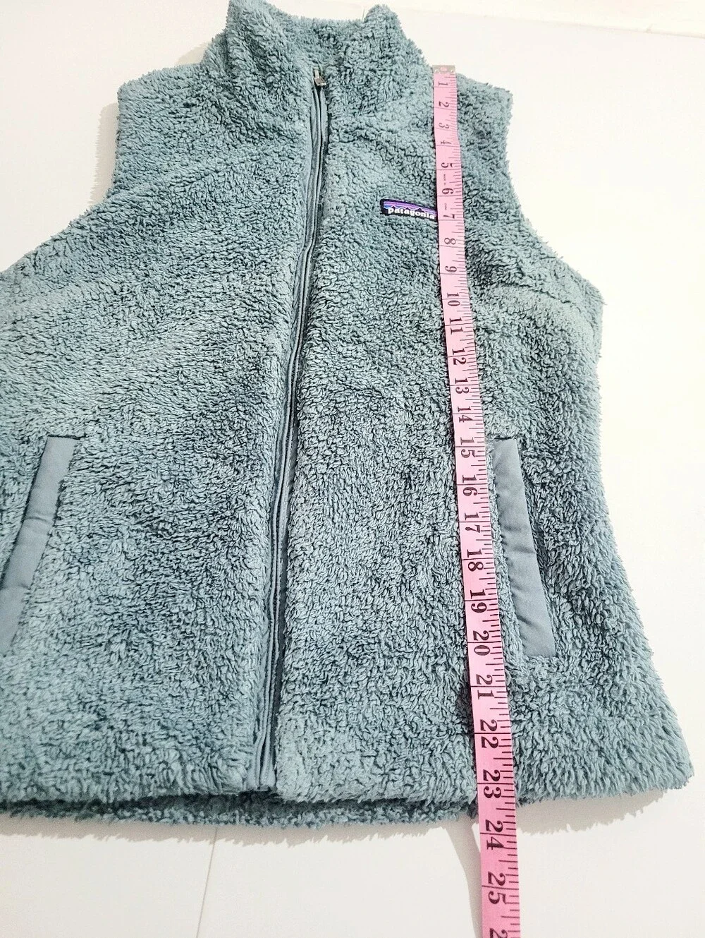 Patagonia Women Los Gatos Fleece Outdoor Vest Dusty Blue Medium Full Zip Sherpa